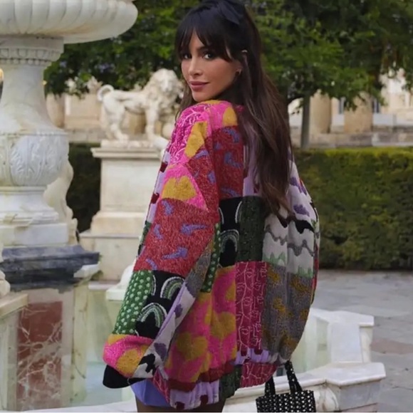 #26 LAST 1! Multicolor patch zip up lightweight bomber coat - Picture 5 of 12